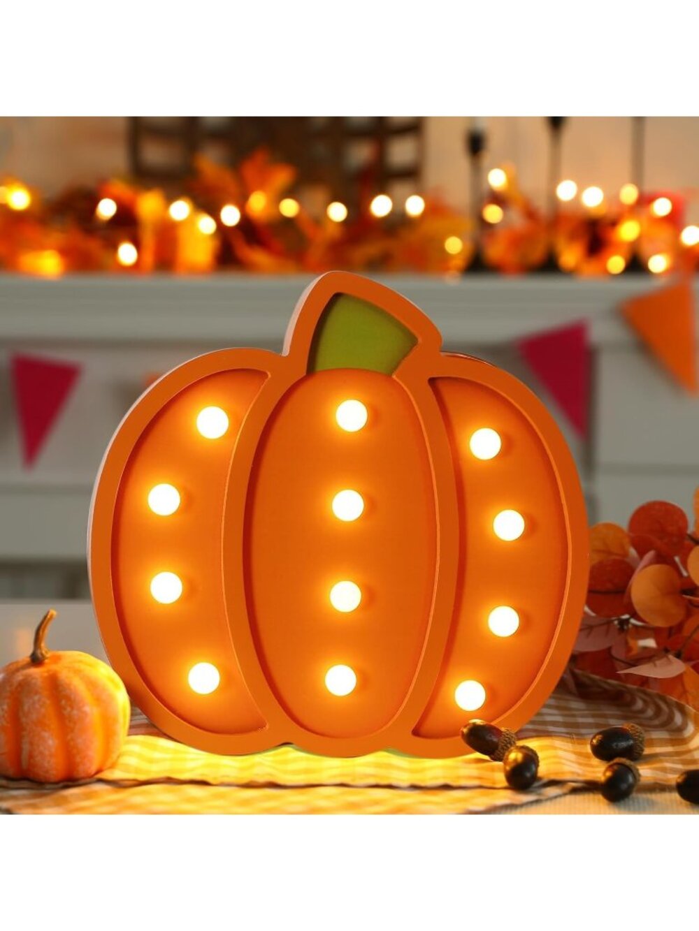 🎃Orange Handmade Pumpkins with Light Halloween Home Kitchen Tabletop Decor